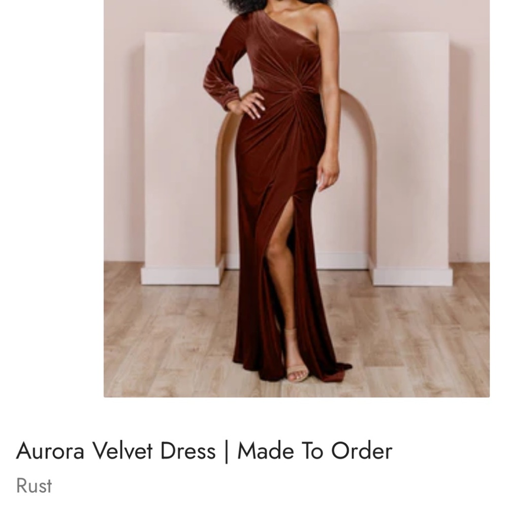 Revelry Velvet One-Shoulder Dress - Rust Orange